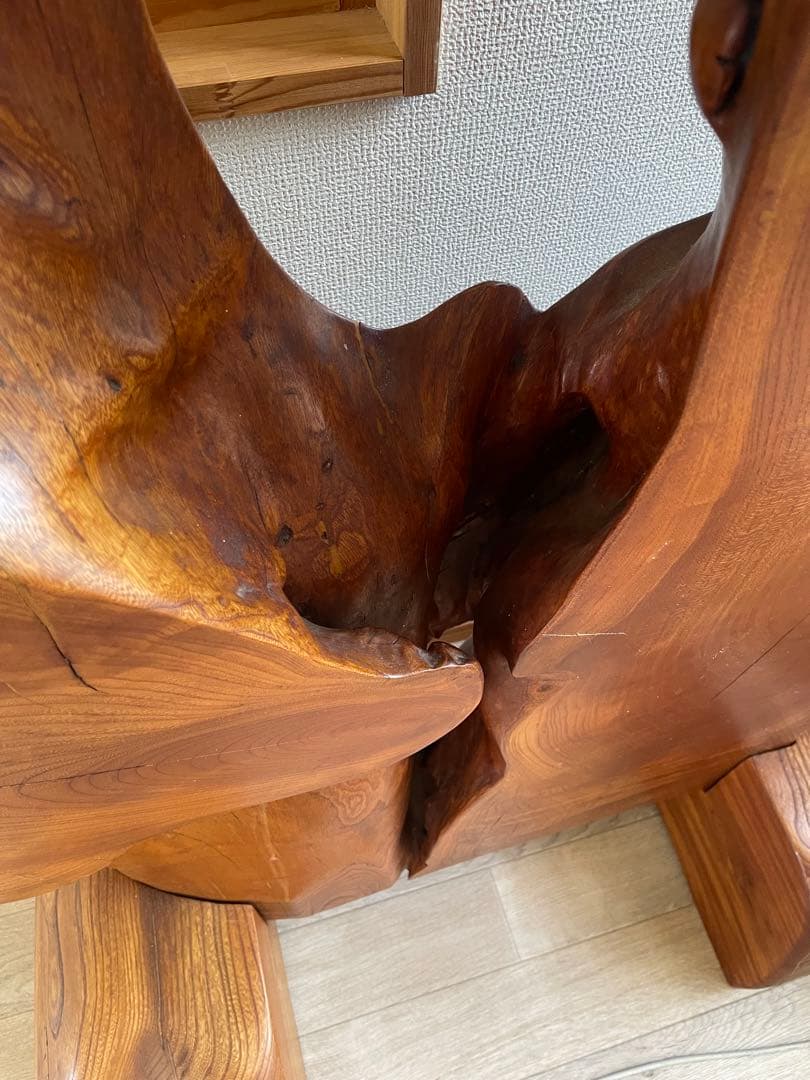 【美品】木工　工芸品　一枚板衝立 一枚板 天然木 衝立 間仕切り 木彫り 彫刻