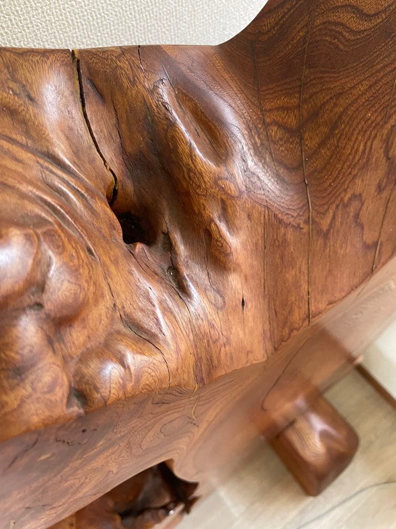 【美品】木工　工芸品　一枚板衝立 一枚板 天然木 衝立 間仕切り 木彫り 彫刻