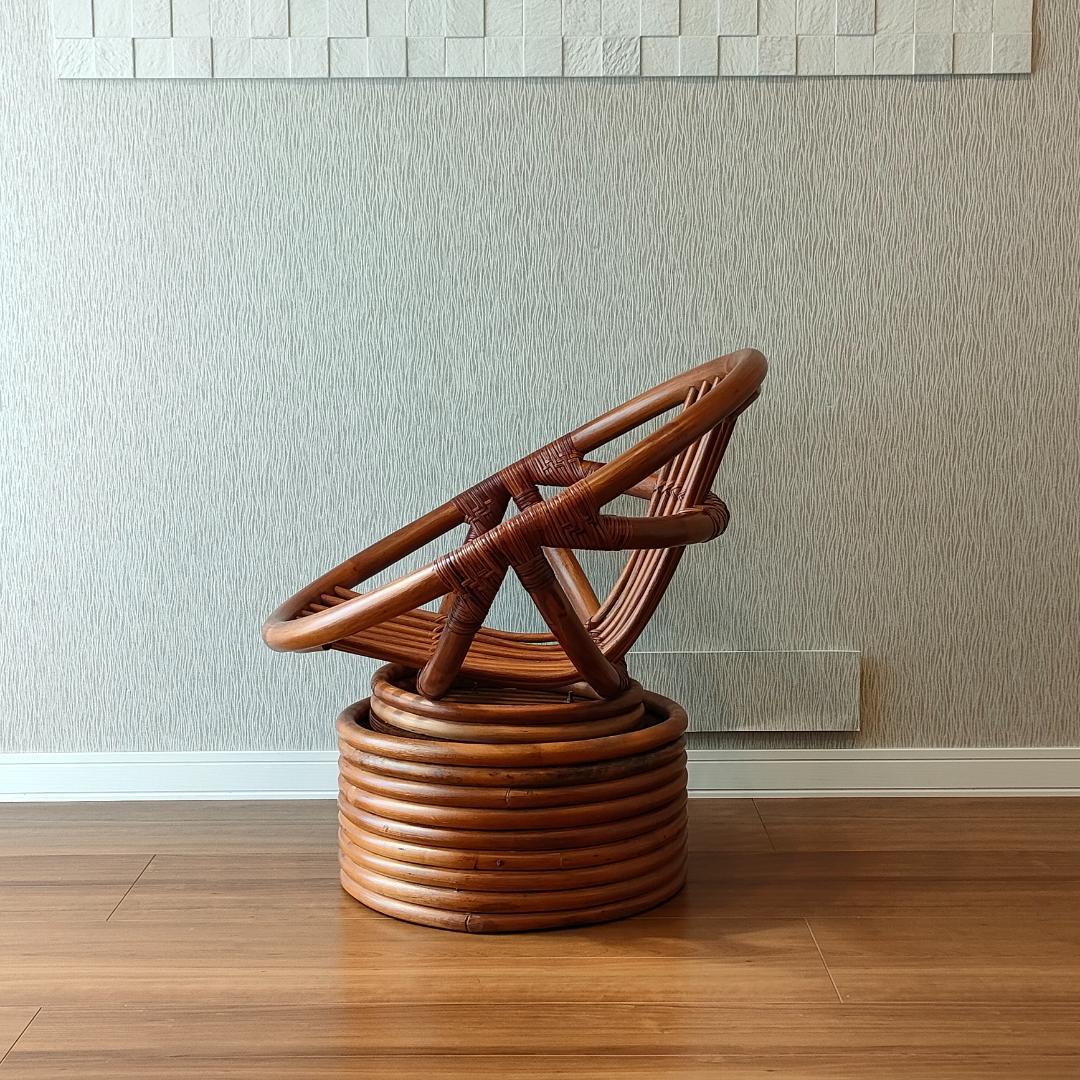 ラタン　ロッキングチェア　回転椅子　曲木椅子　パーソナルチェア