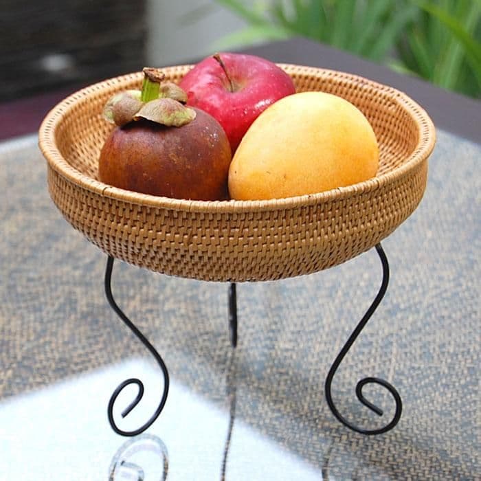 アイアンスタンド付きアタ製 コンポート かごトレイ アジアン雑貨0