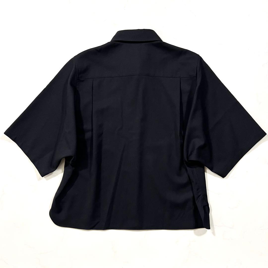 ebure エブール ポリウールツイル ブラウス 半袖シャツ 黒 2023年製