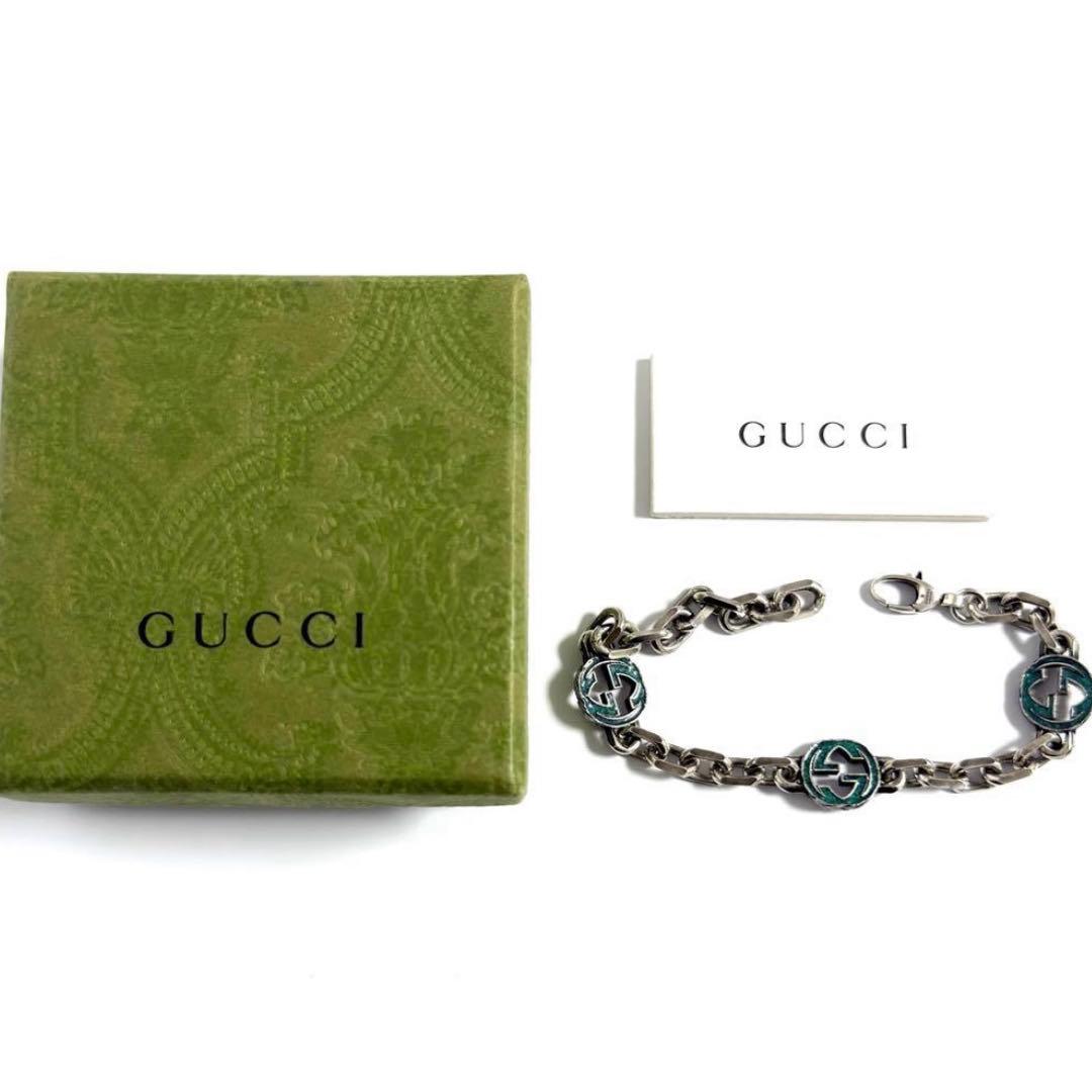 【人気】グッチ　メンズ　インターロッキングG　シルバー　ブレスレット