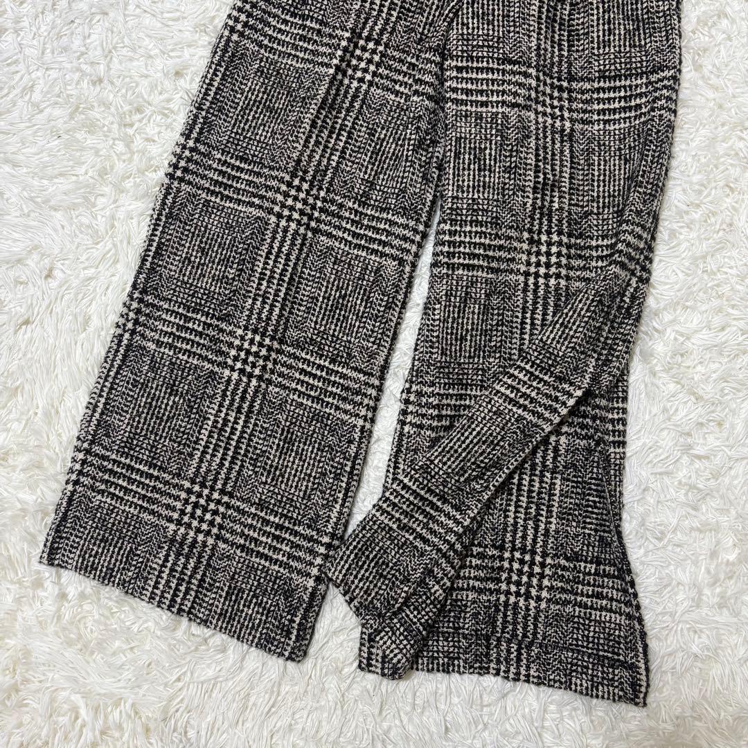 【美品】anuans ウールチェックツイードオールインワン ブラック　M