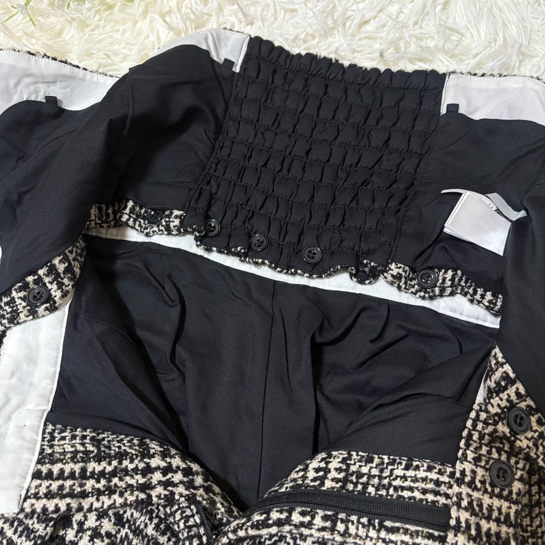 【美品】anuans ウールチェックツイードオールインワン ブラック　M