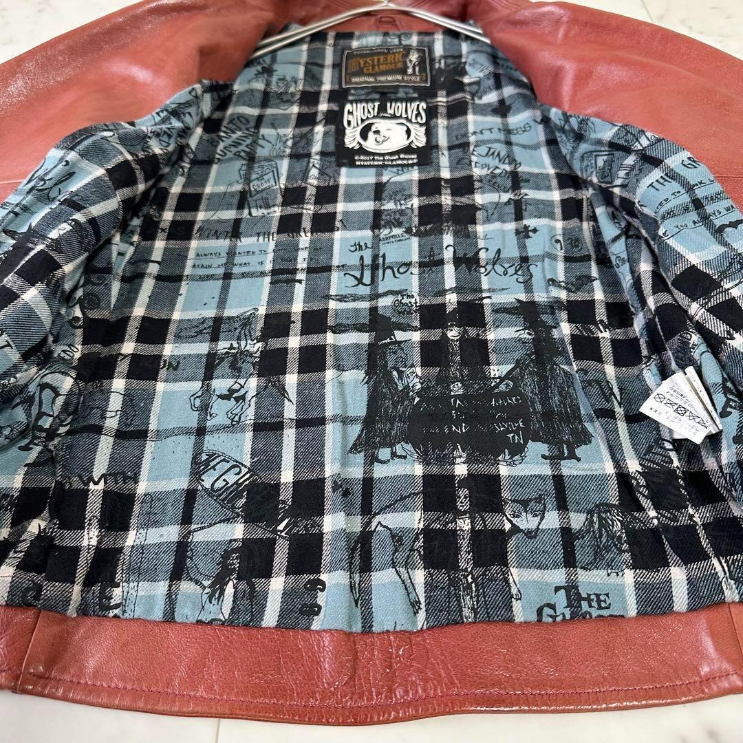 良品 HYSTERIC GLAMOR ダブル ライダースジャケット M 赤茶