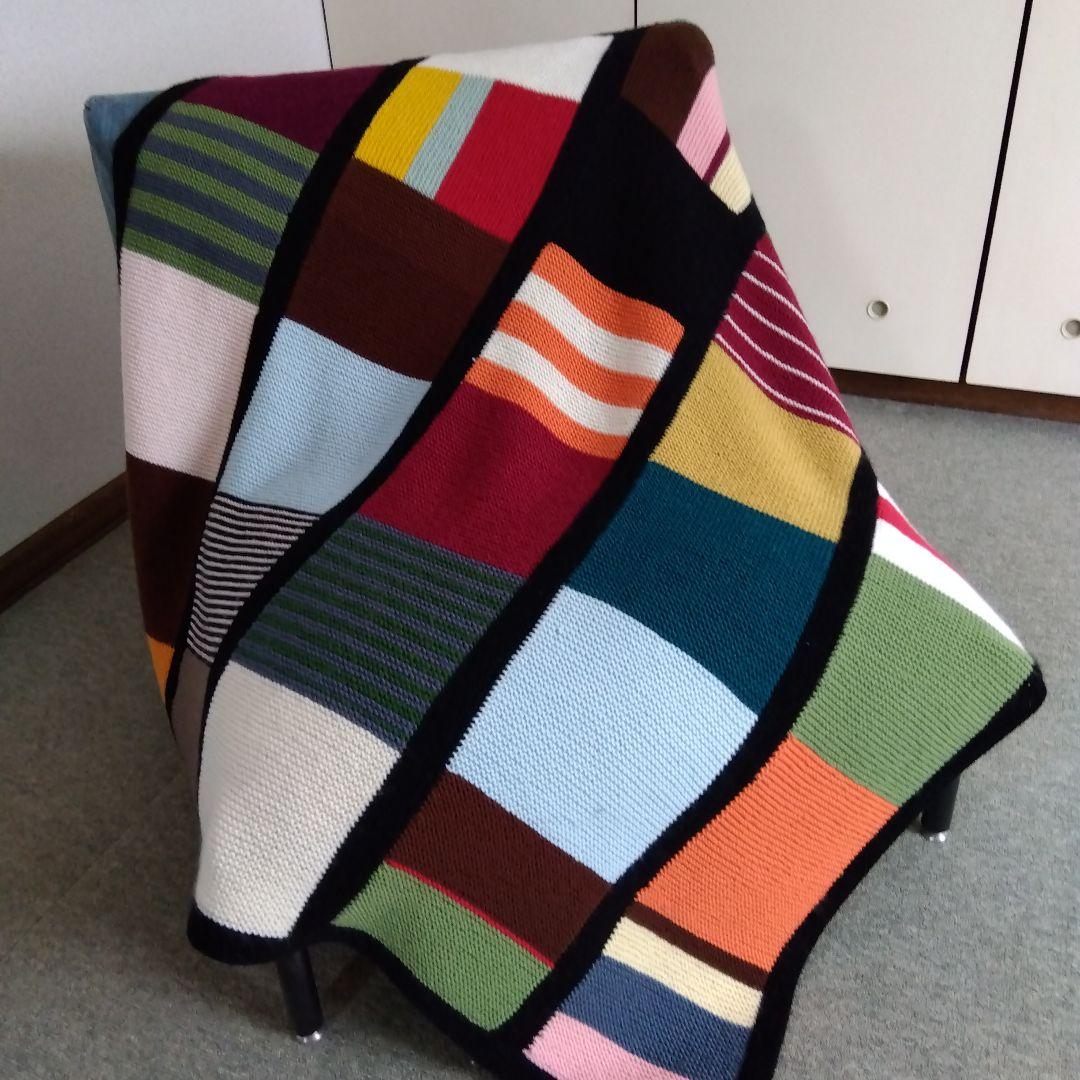 モチーフ編みブランケット　マルチカバー　棒針編み