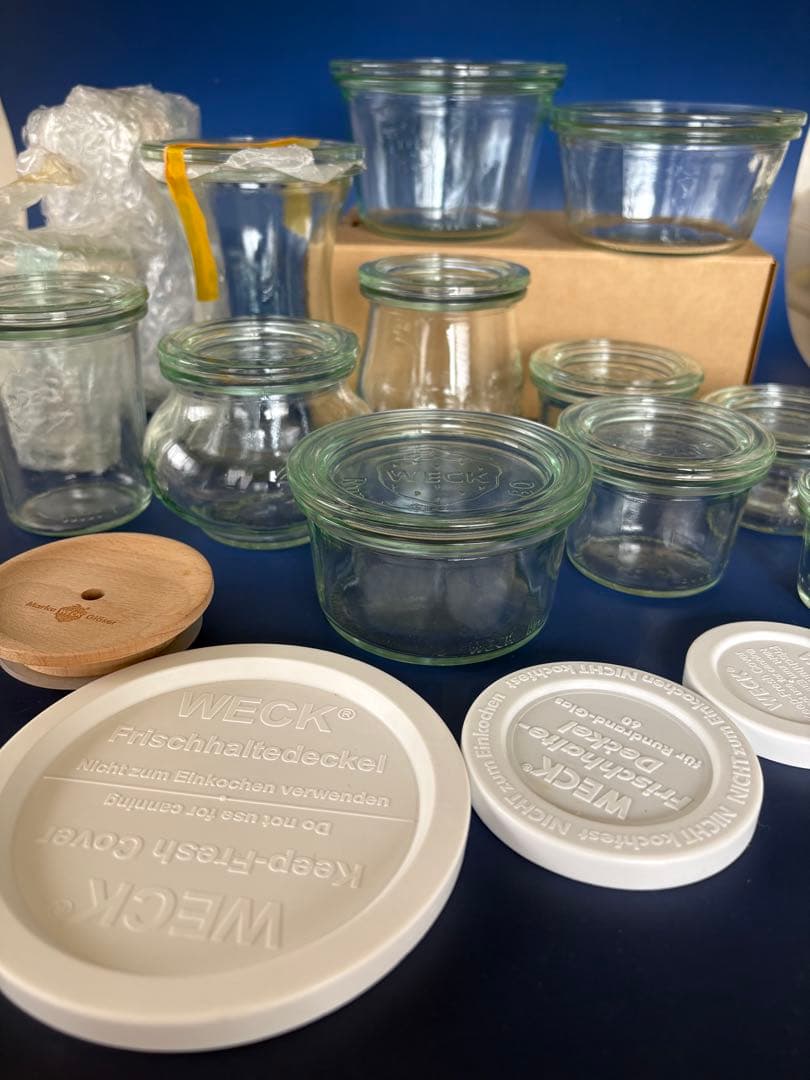 Weck キャニスター　ガラス保存瓶　13個セット　シリコン、プラ、木蓋