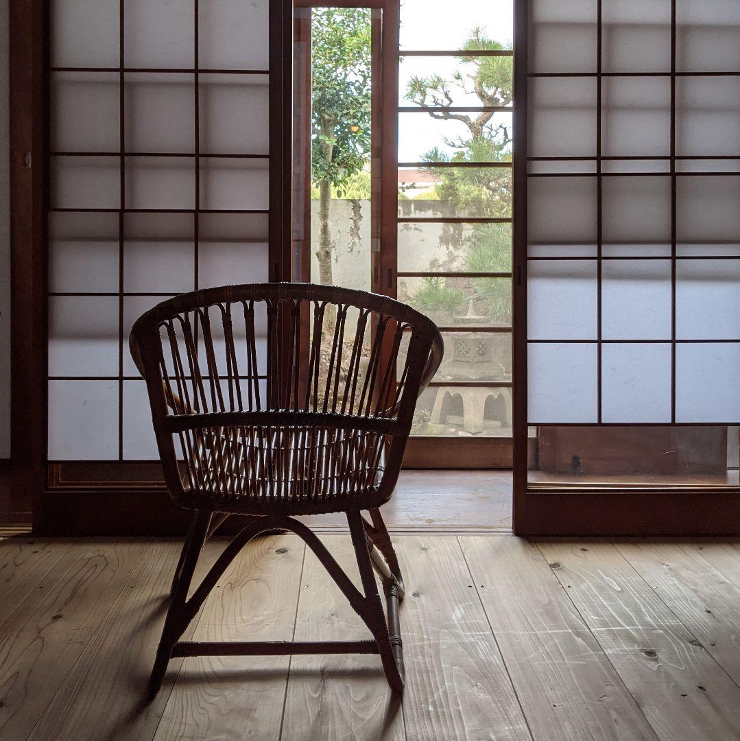 ラタンチェア　ラウンジチェア　籐家具　ビンテージチェア 　古道具　送料込