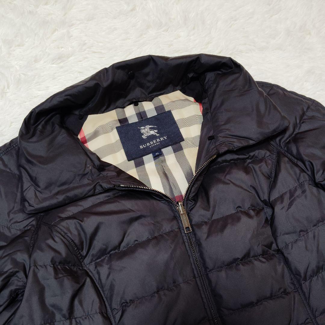 美品 バーバリー ロンドン ダウンジャケット 46 3XL 黒 ノバチェック