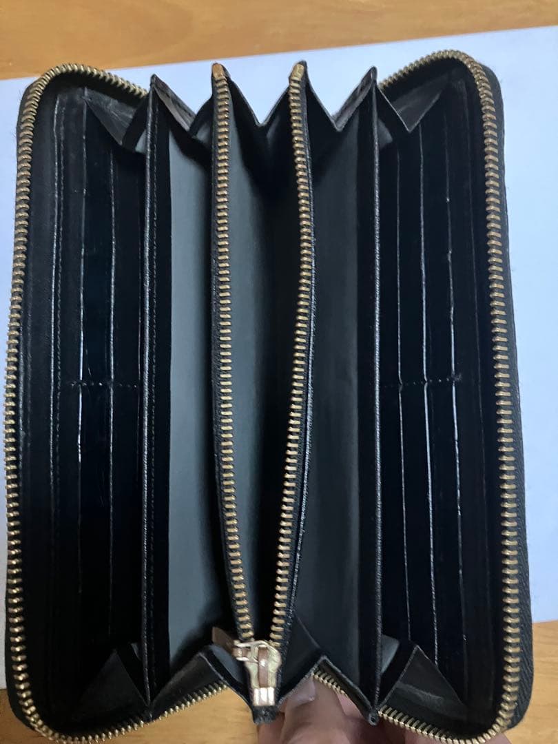 東京クロコダイルレザー 長財布　ナイルクロコセンター取り　アビスブラック