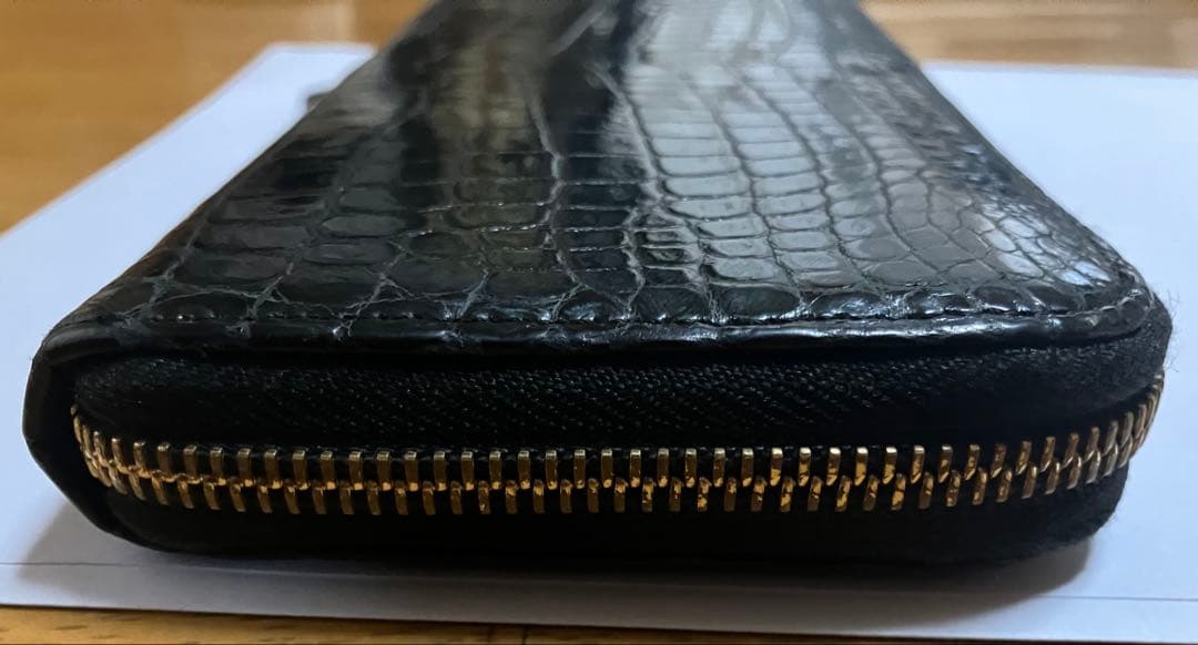 東京クロコダイルレザー 長財布　ナイルクロコセンター取り　アビスブラック