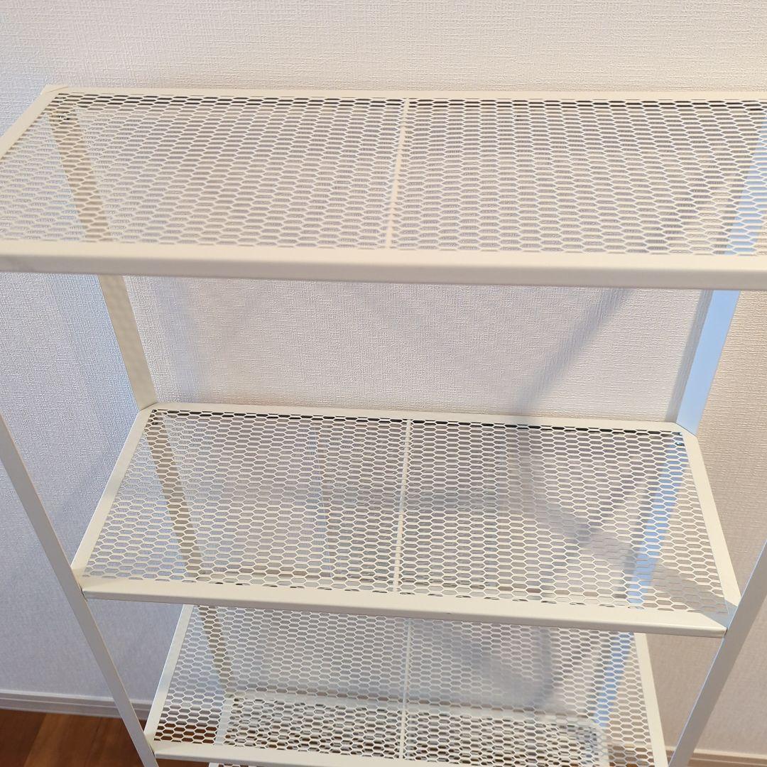 ホワイト 4段メッシュスチールラック