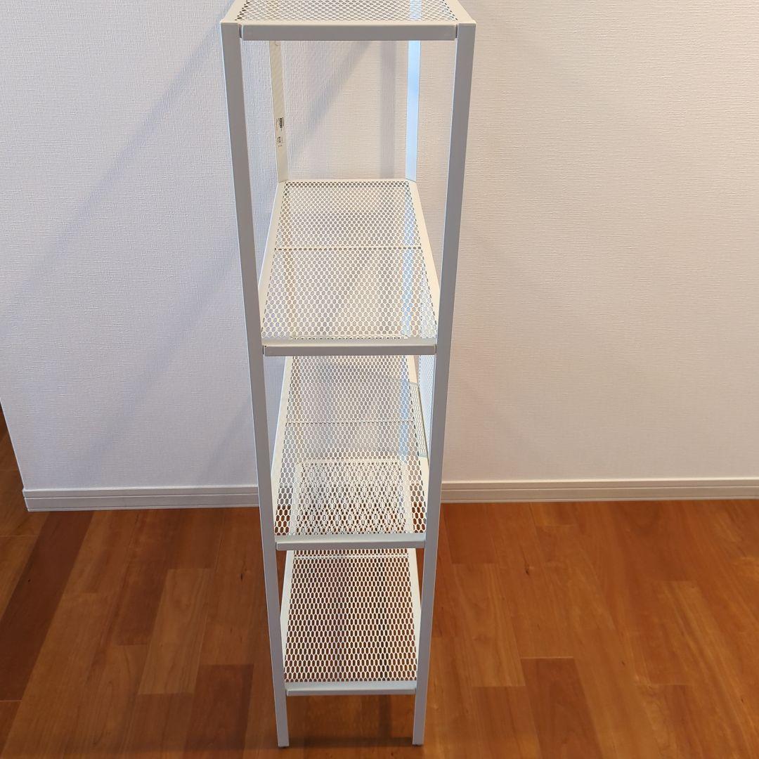 ホワイト 4段メッシュスチールラック