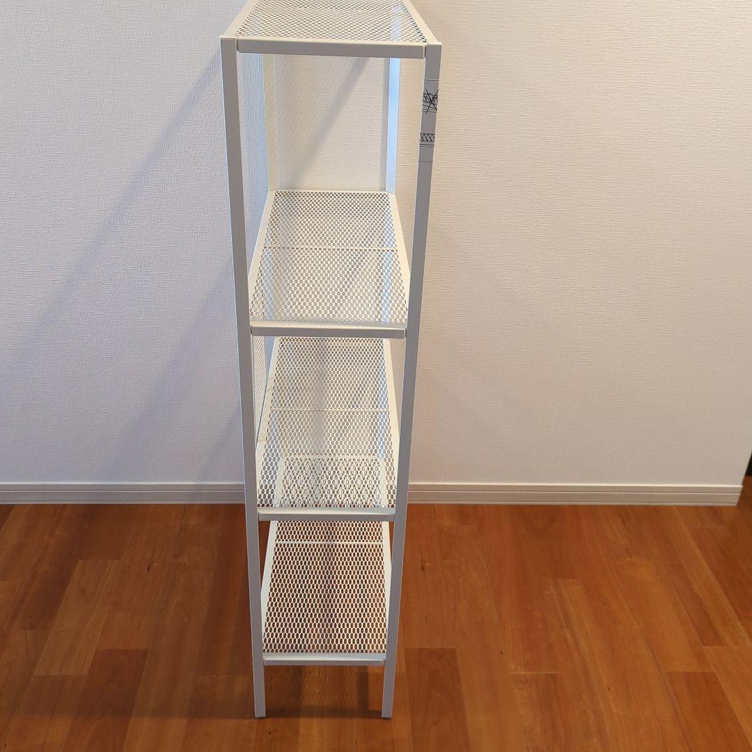 ホワイト 4段メッシュスチールラック