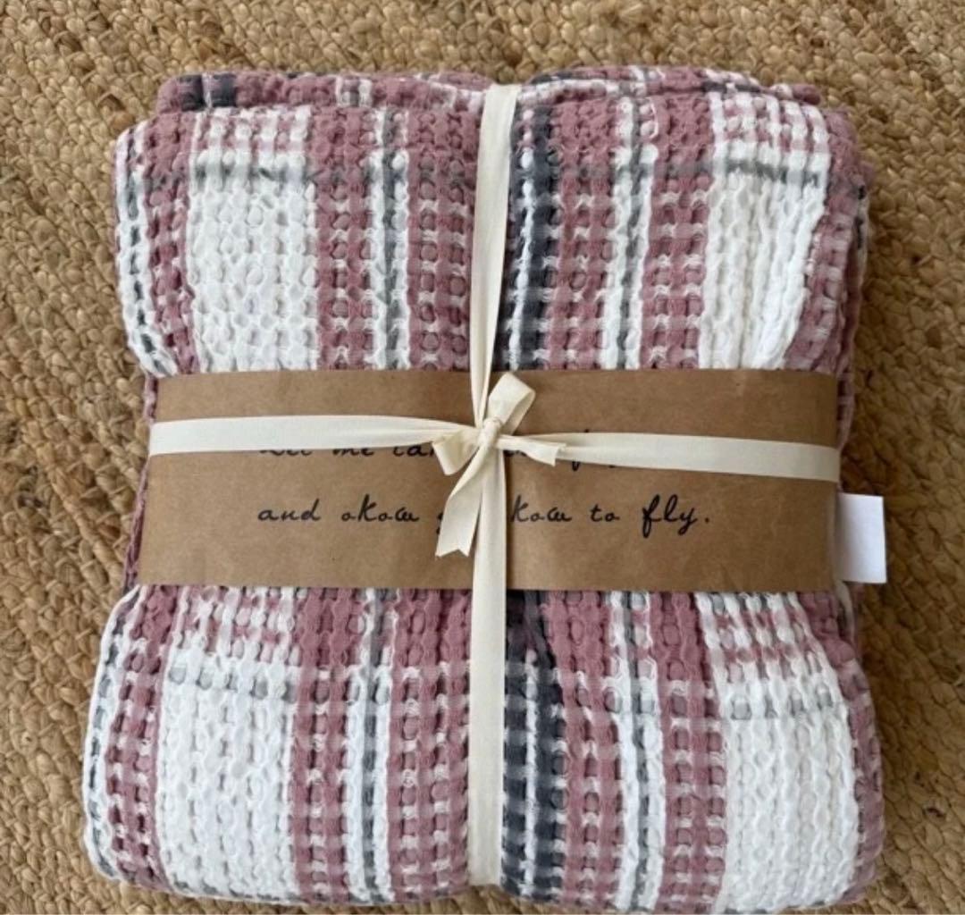 アメリカンカントリー風 ワッフルコットン ブランケット 綿100％