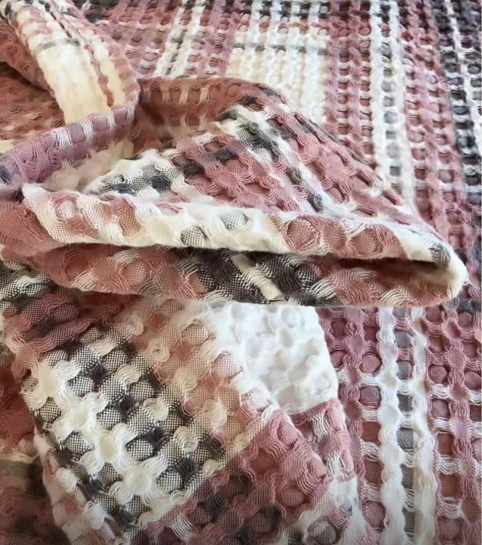 アメリカンカントリー風 ワッフルコットン ブランケット 綿100％