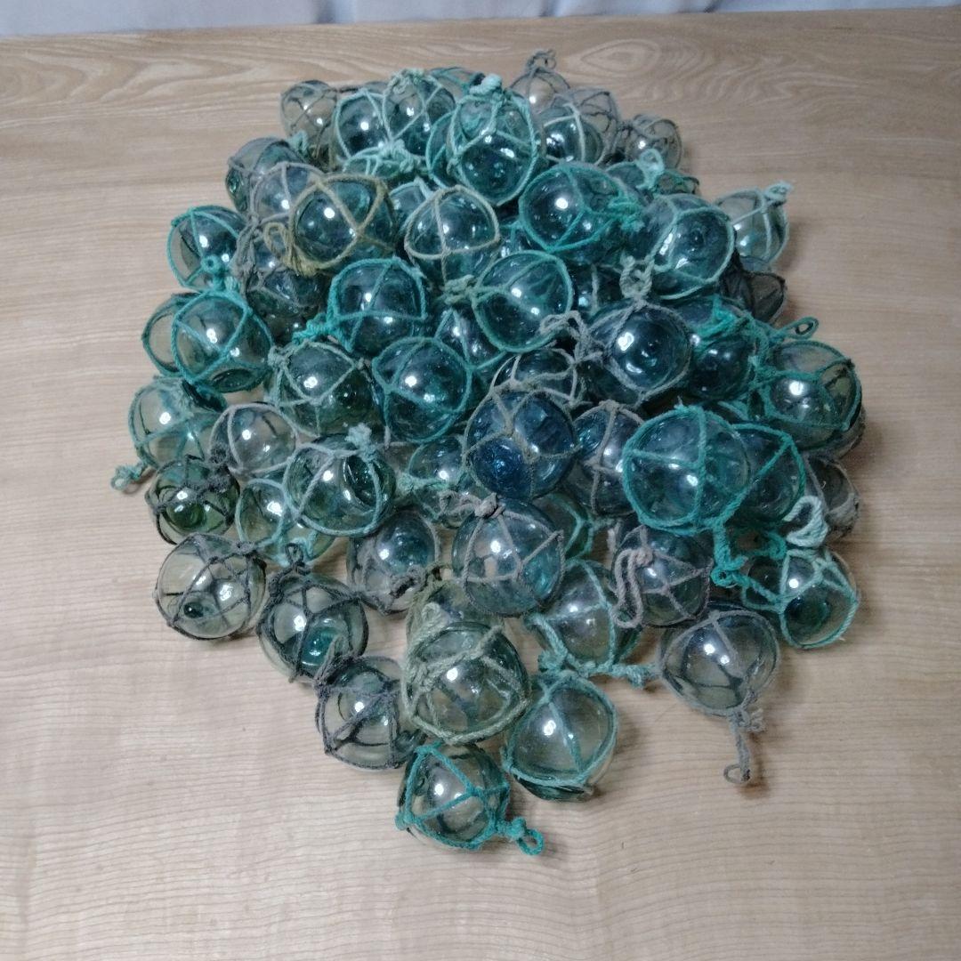 ガラス浮き球　浮き玉　９４個セット　網紐付き