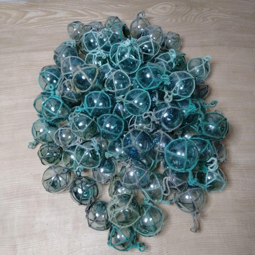 ガラス浮き球　浮き玉　９４個セット　網紐付き