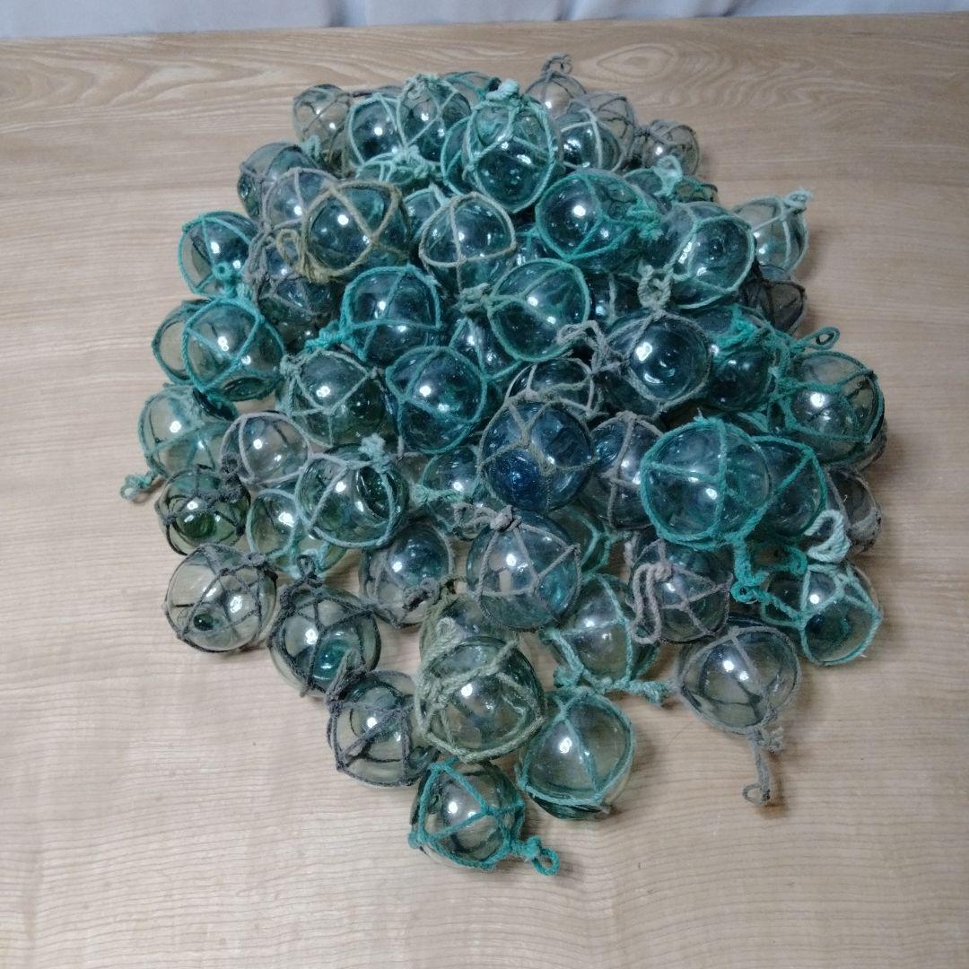 ガラス浮き球　浮き玉　９４個セット　網紐付き