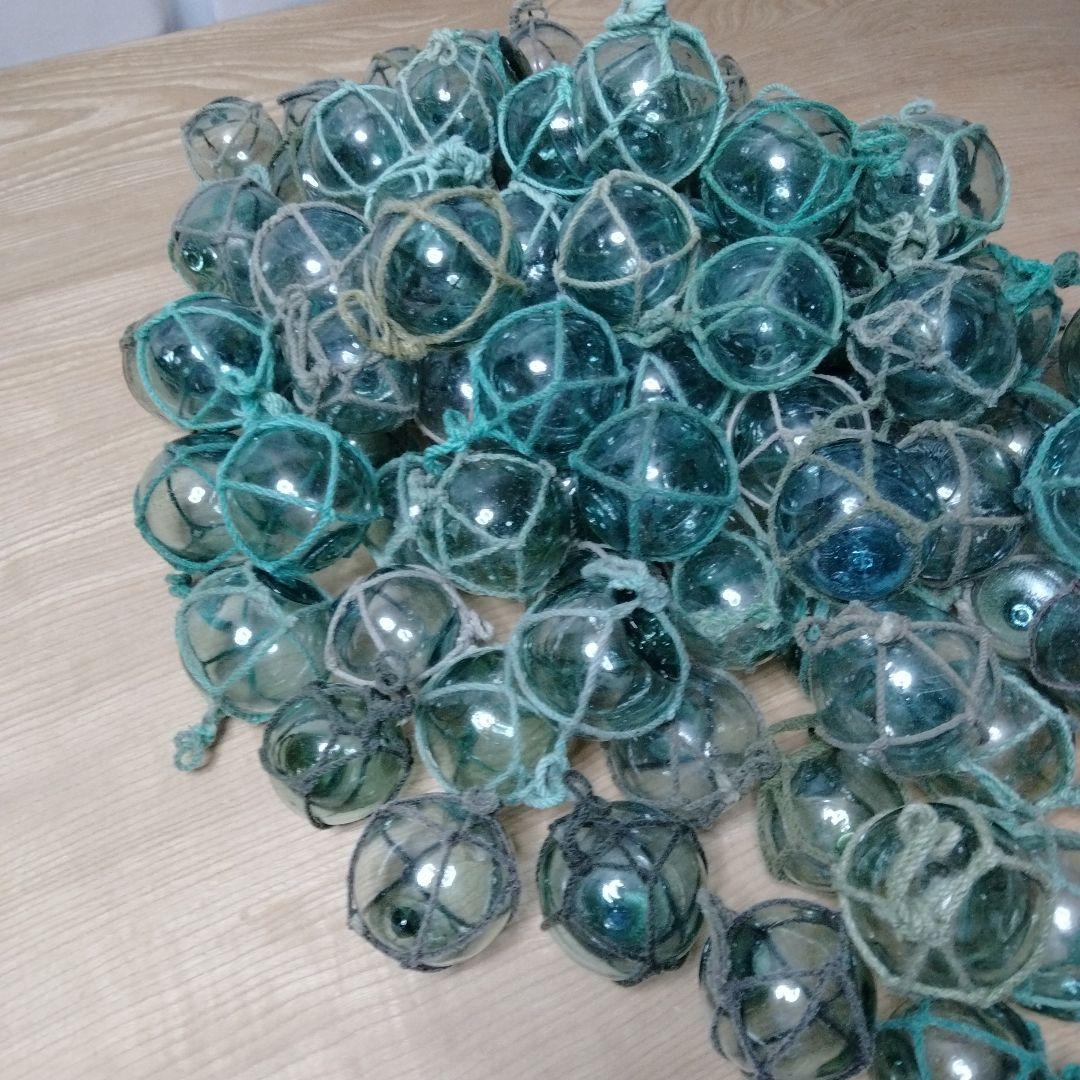 ガラス浮き球　浮き玉　９４個セット　網紐付き