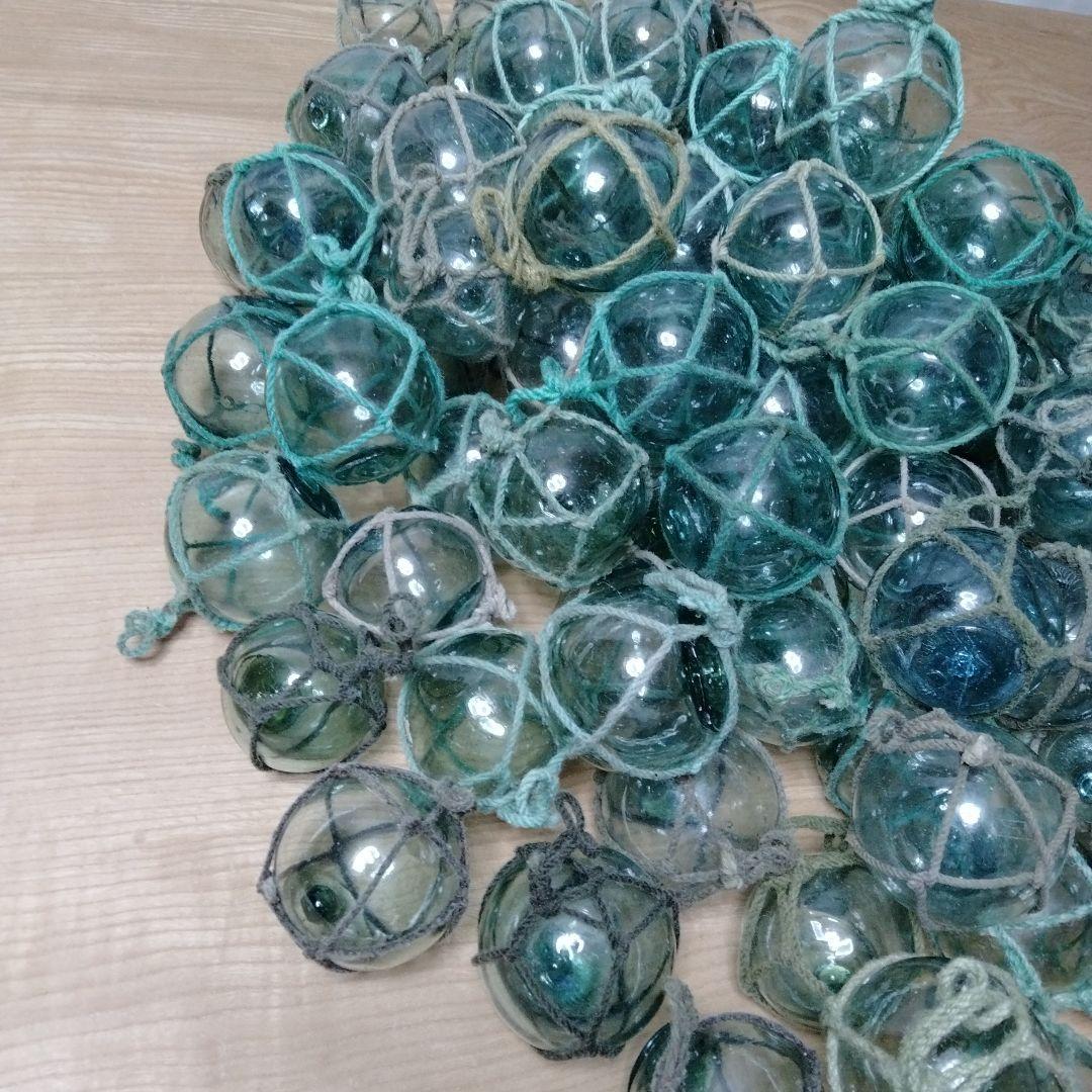 ガラス浮き球　浮き玉　９４個セット　網紐付き