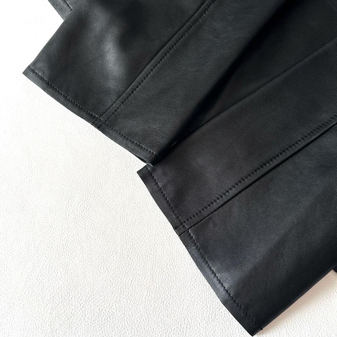 ジャーナルスタンダードラックス ラムレザー ショート丈 aライン ライダース 黒