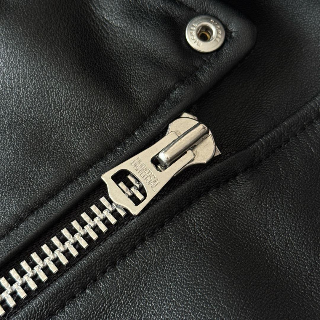 ジャーナルスタンダードラックス ラムレザー ショート丈 aライン ライダース 黒