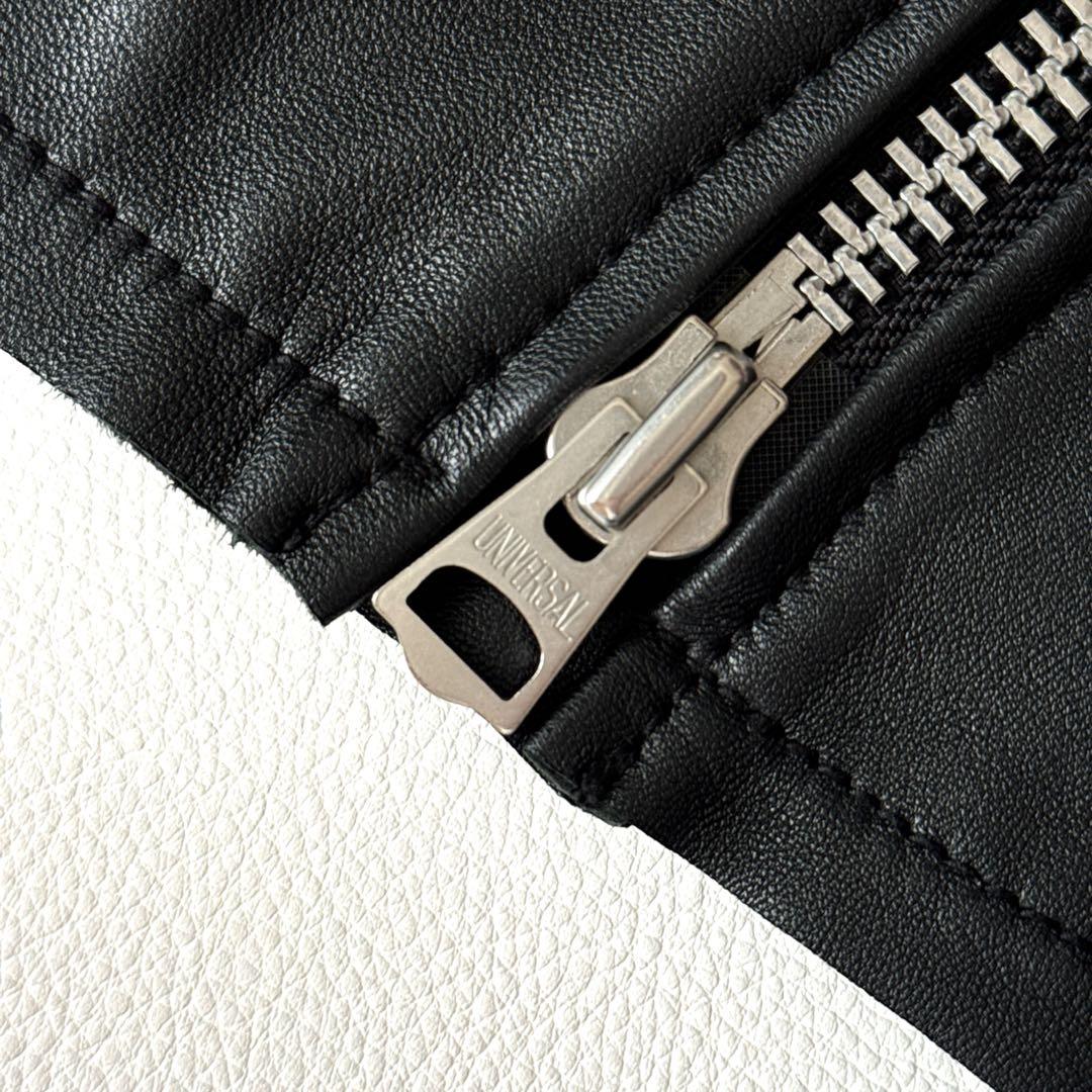 ジャーナルスタンダードラックス ラムレザー ショート丈 aライン ライダース 黒