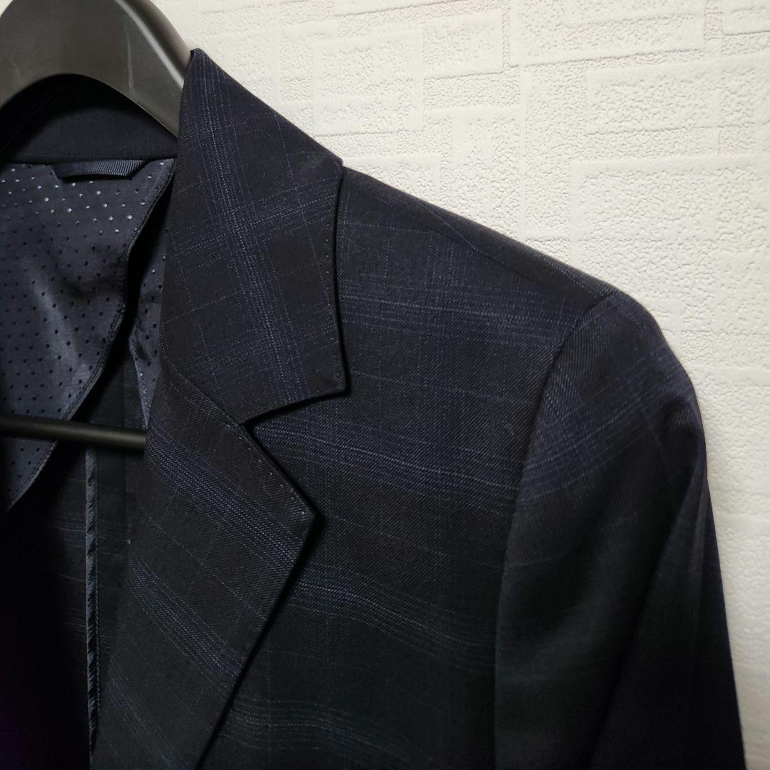 エヌライン　レディース　パンツスーツ　セットアップ　濃紺　チェック　大きいサイズ