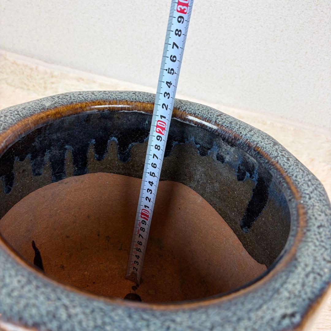 海鼠釉 火鉢 植木鉢 睡蓮鉢 メダカ鉢 鉢カバー 昭和レトロ アンティーク 陶器