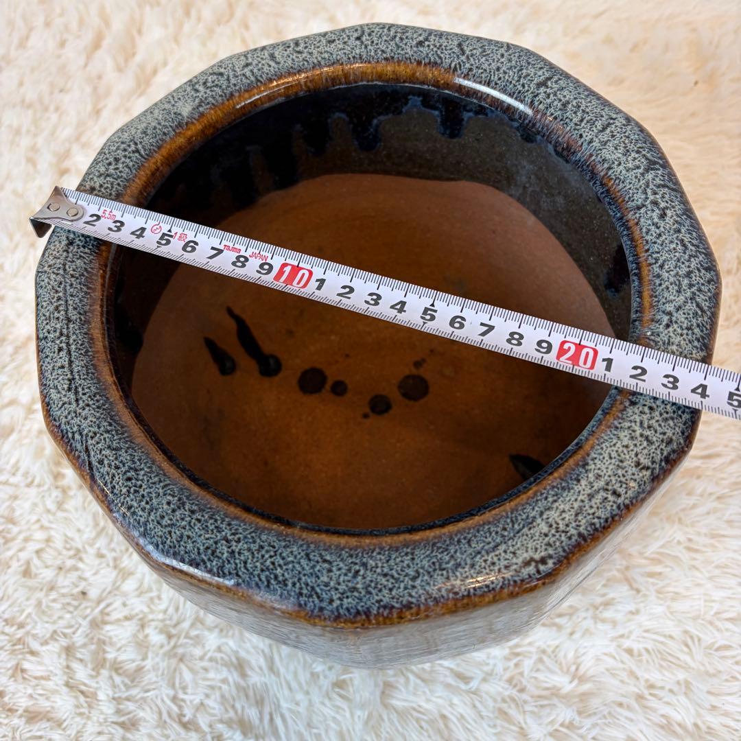 海鼠釉 火鉢 植木鉢 睡蓮鉢 メダカ鉢 鉢カバー 昭和レトロ アンティーク 陶器