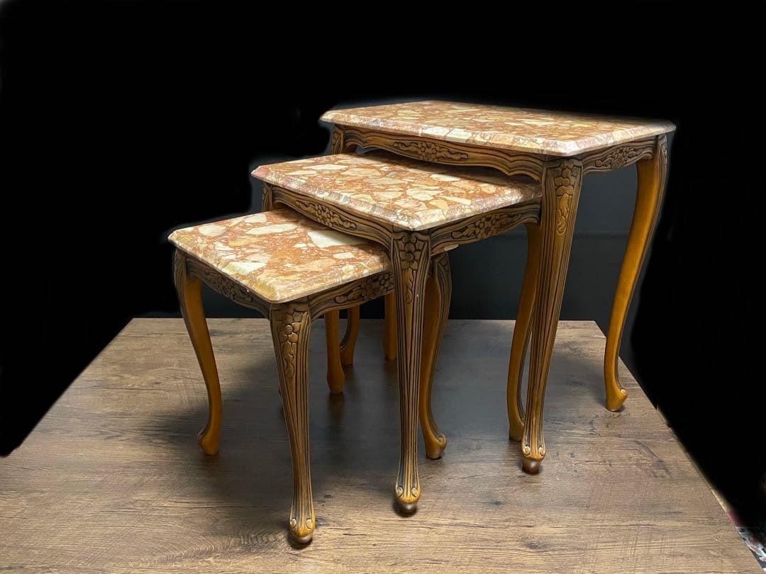 サイドテーブル ネストテーブル 大理石　猫脚