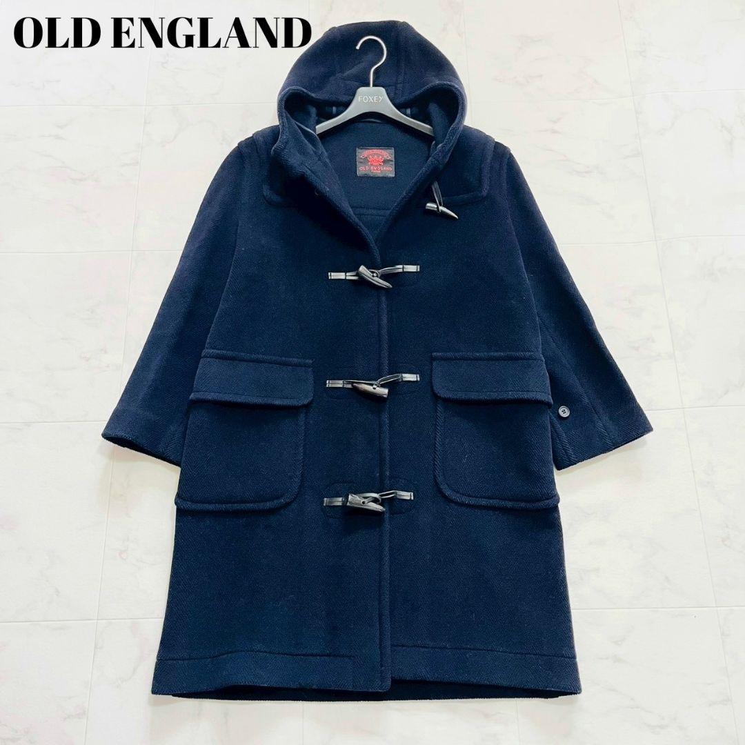 美品✨オールドイングランド ヘリンボーン ウール100% ダッフルコート 紺色
