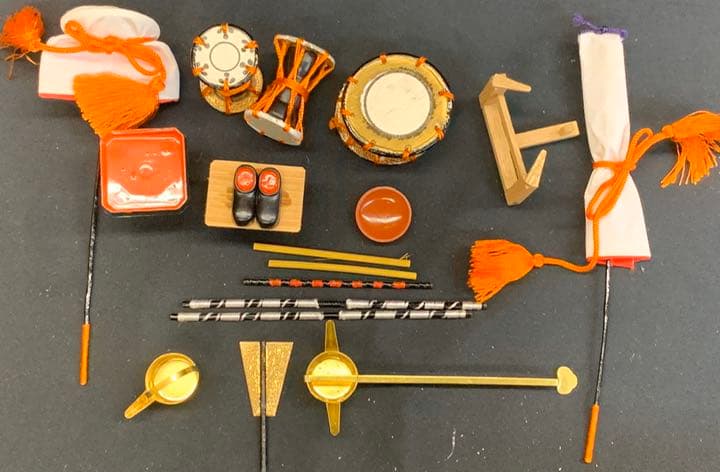 木目込み人形　15人揃い 25号 紺地 金彩 金花