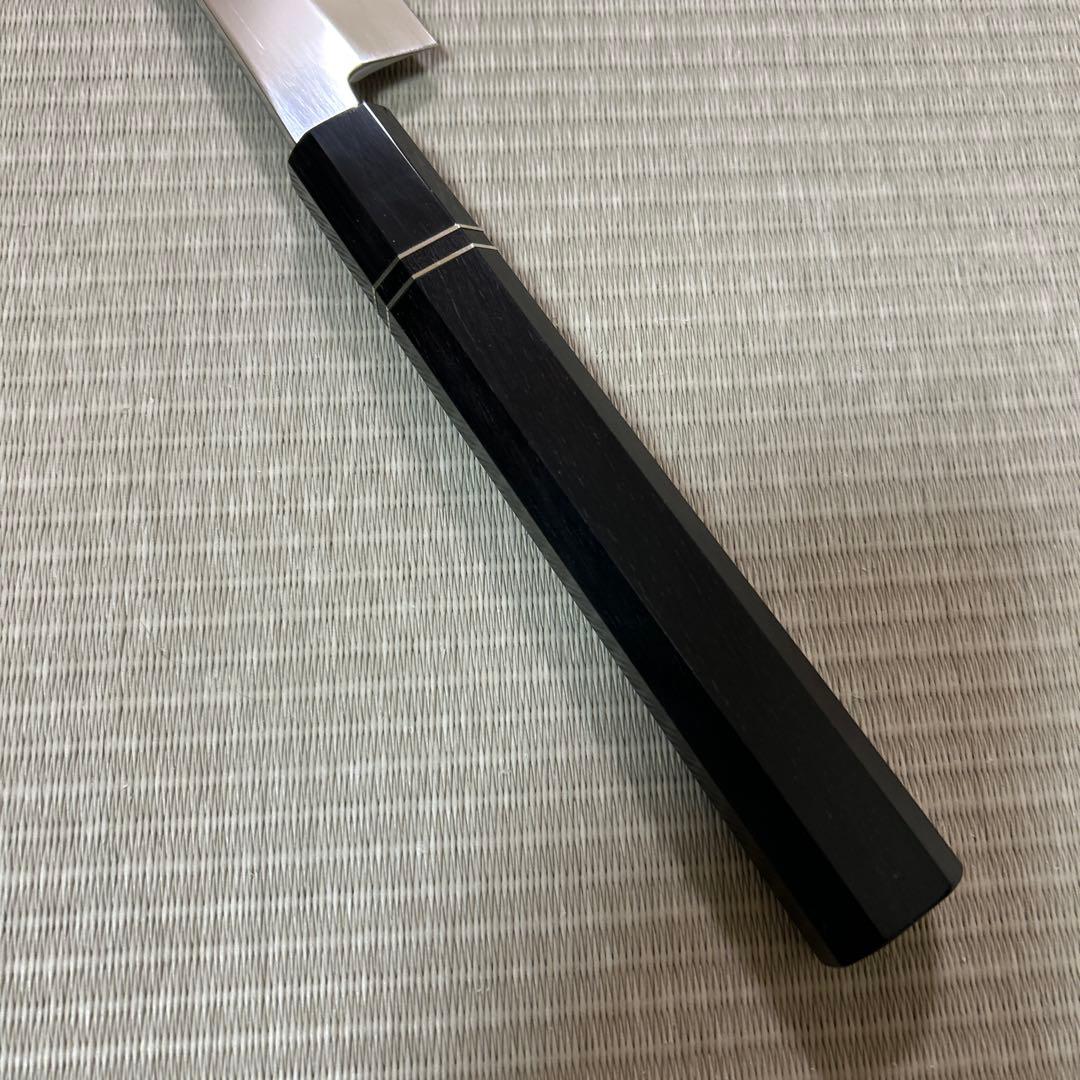 鏡面　切り付け　本焼　柳刃　包丁　和包丁　V金10号　鬼反り　黒檀八角柄