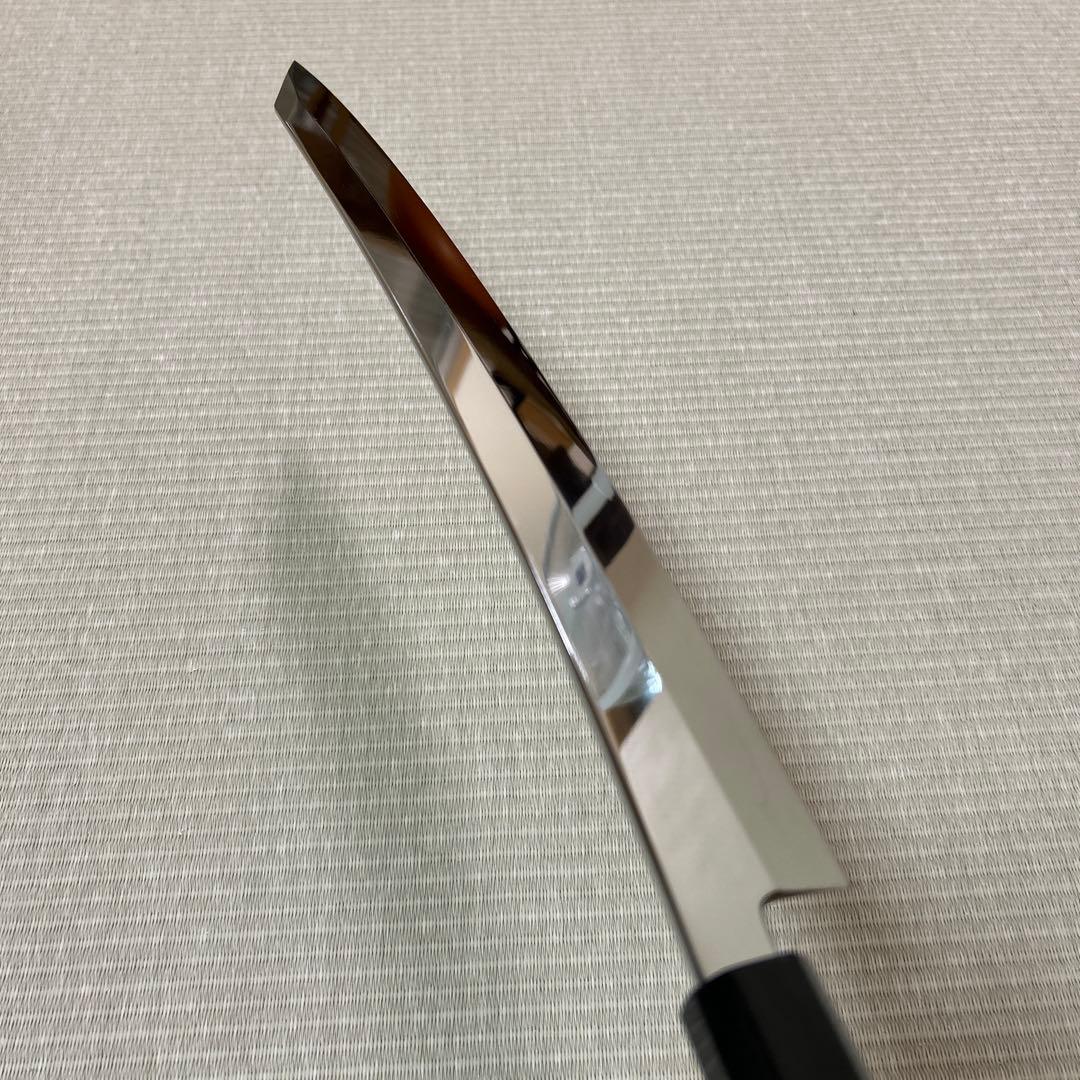 鏡面　切り付け　本焼　柳刃　包丁　和包丁　V金10号　鬼反り　黒檀八角柄