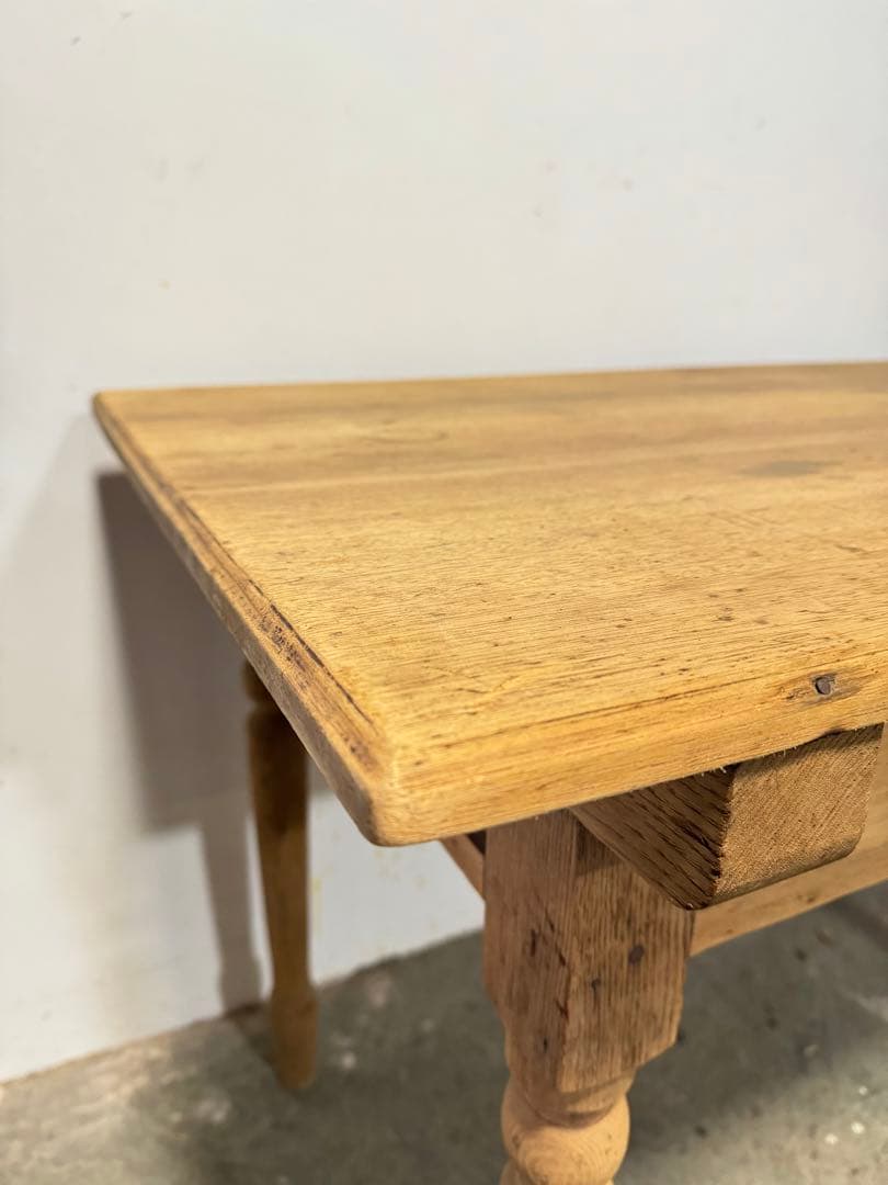 無垢材 テーブル 机 引き出し ろくろ足 レトロ ビンテージ アンティーク