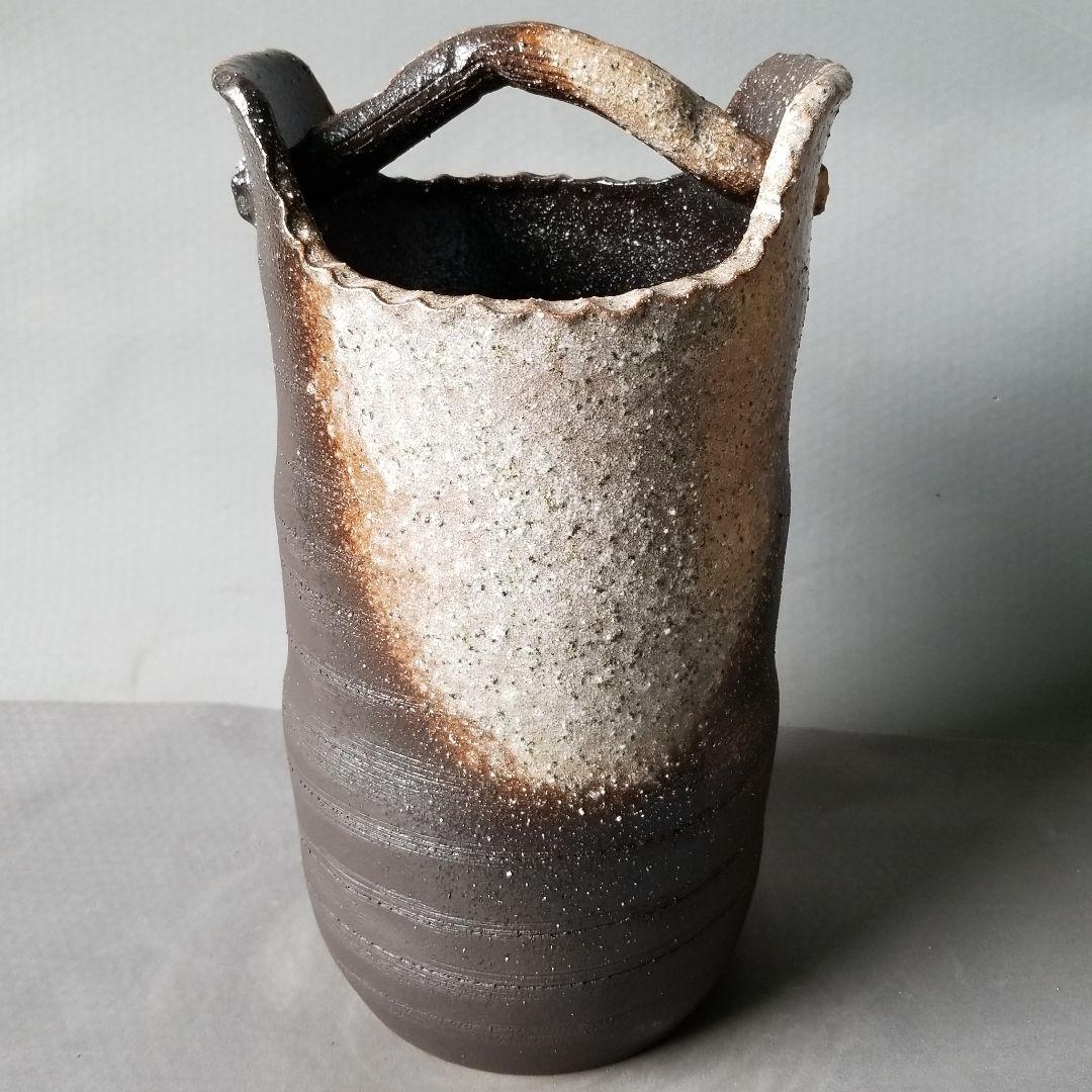 信楽焼傘立て  手付き窯変 高さ４２cm