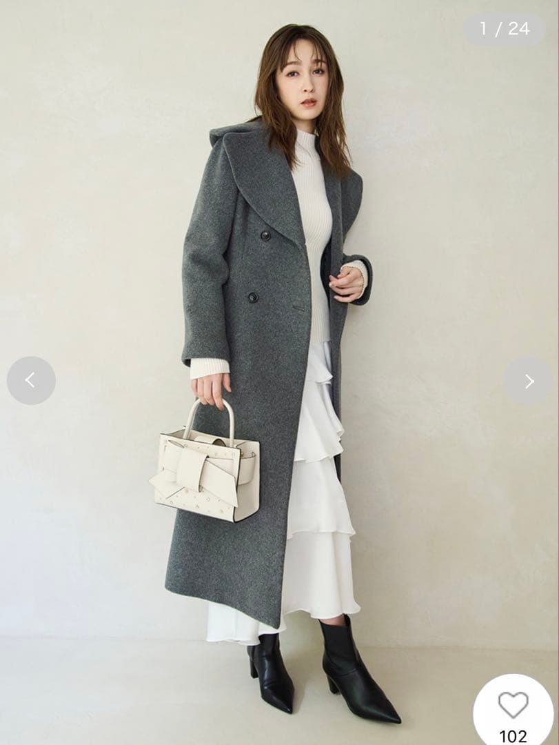 フレイアイディー ビッグカラーウールコート