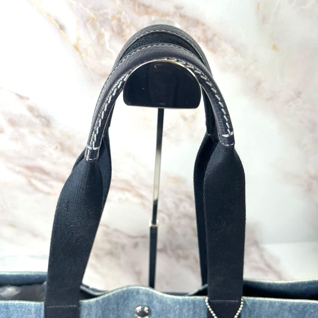 【美品】COACH コーチ トートバッグ 花柄 デニム インディゴ ピックロゴ