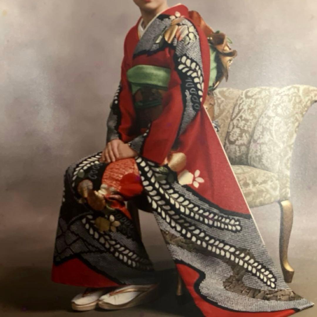 成人式　卒業式　正絹振袖、袋帯セット