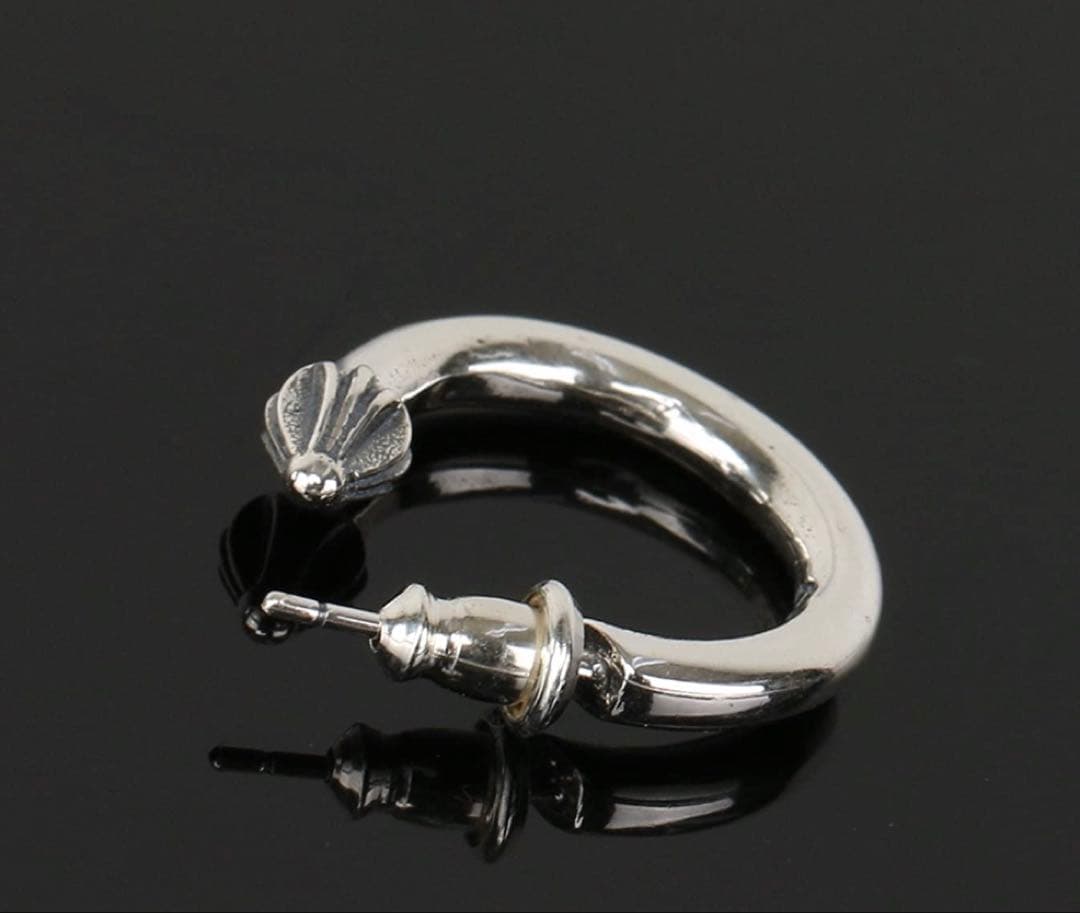 シルバー925素材 クロスプレーンフープピアス クロスピアス クロスボール片耳