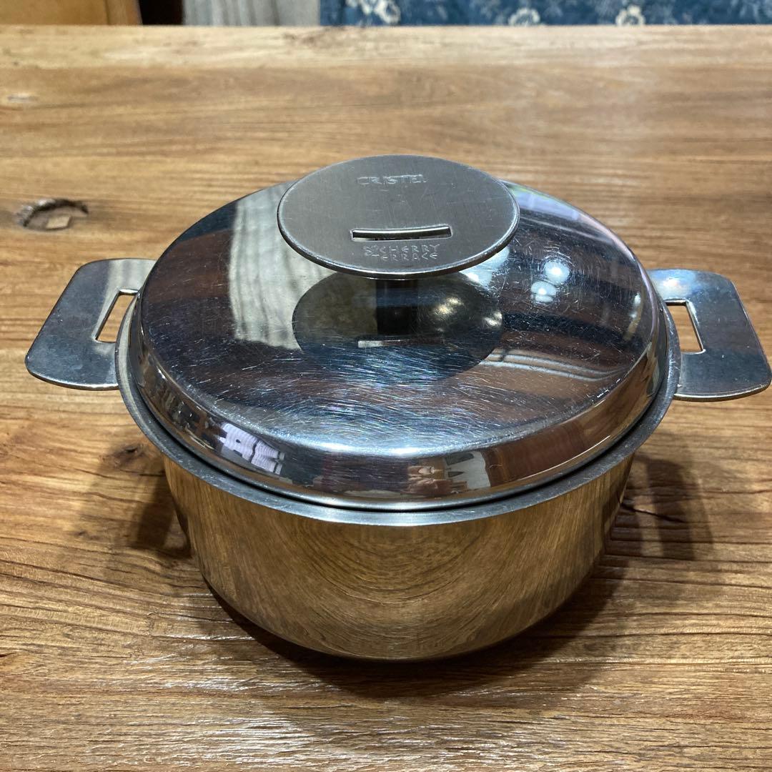 クリステル　グラフィット 深鍋　14㎝ ステンレス 両手鍋 蓋付き