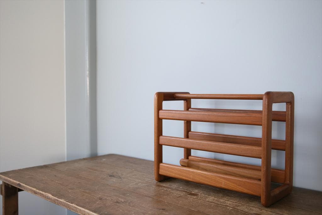 英国アンティーク木製マガジンラック/本立て/雑誌収納/本棚/新聞(91-109