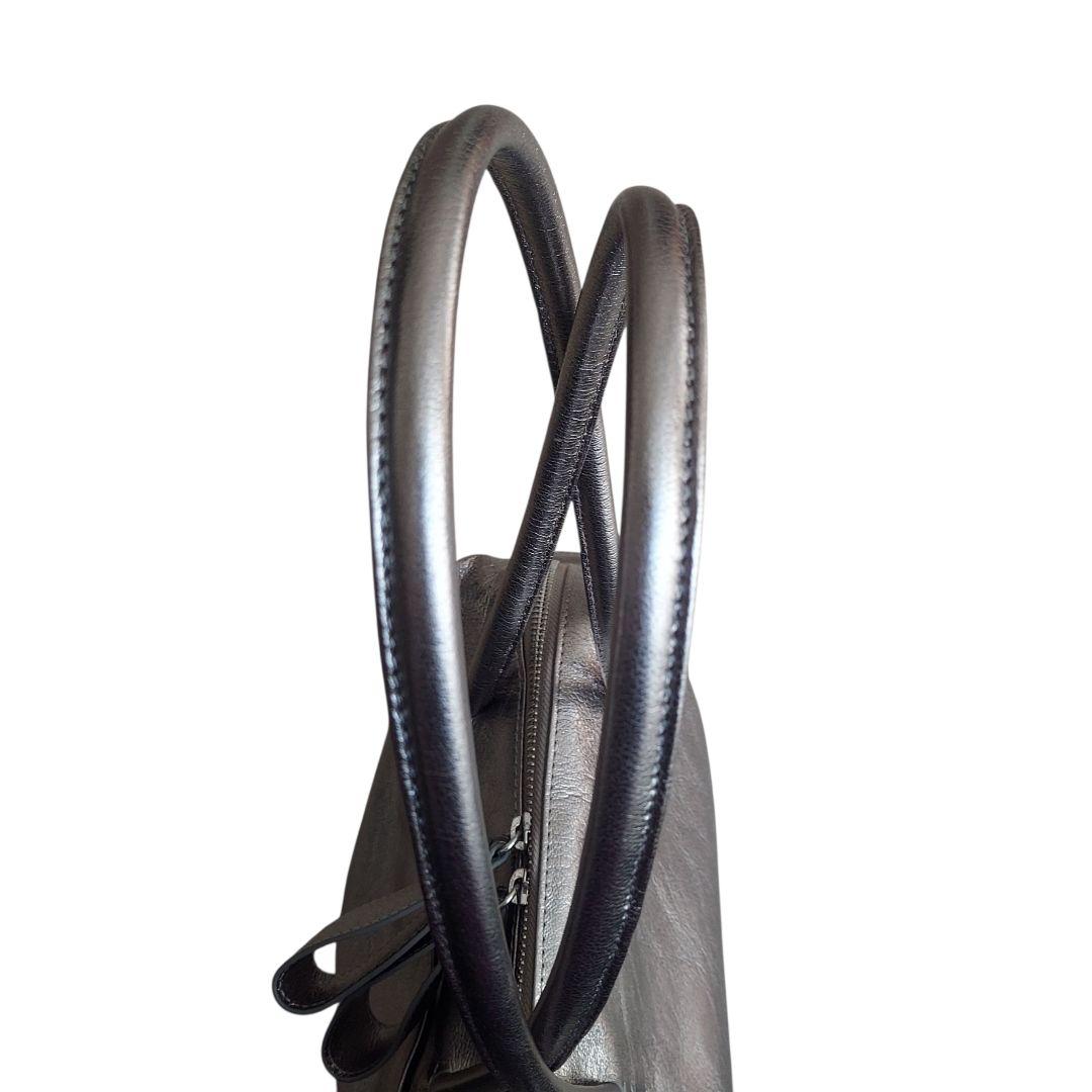 美品✨イアパピヨネ ロング ハンドル ボストン バッグ シルバー