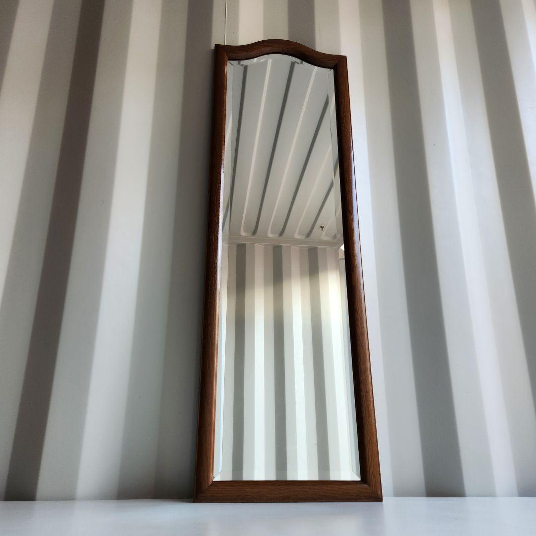 美品 ヴィンテージ　木製フレーム　ウォールミラー 壁掛け鏡 天然木 鏡