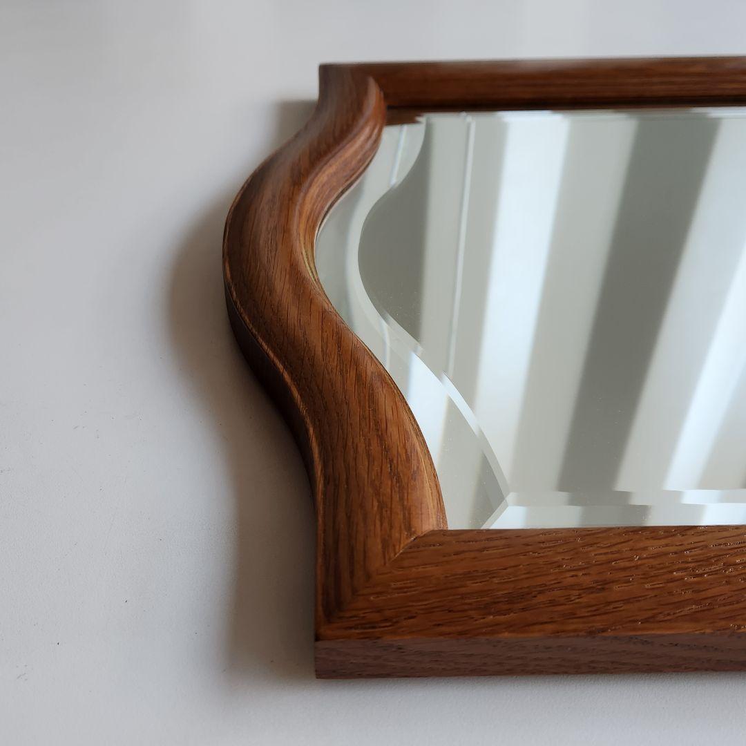 美品 ヴィンテージ　木製フレーム　ウォールミラー 壁掛け鏡 天然木 鏡