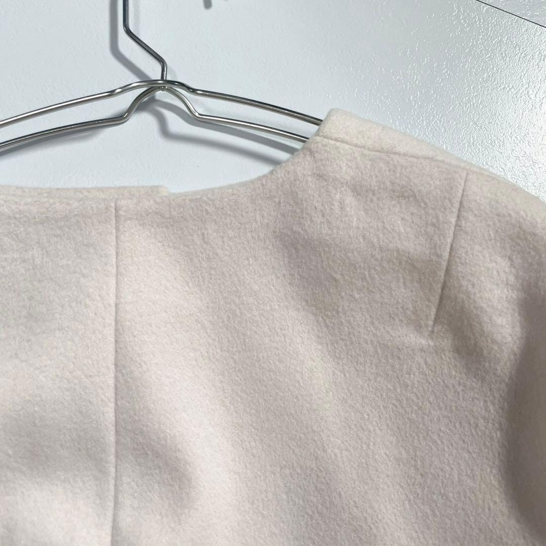 美品 23AW サイズ44✨23区 ウールカシミヤビーバーノーカラー コート 白