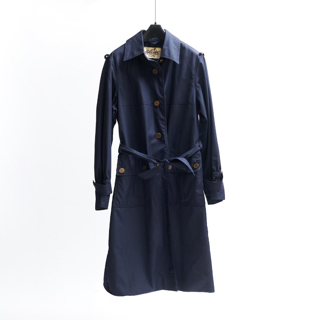 HERMES ネイビー トレンチコート ヴィンテージ size:40