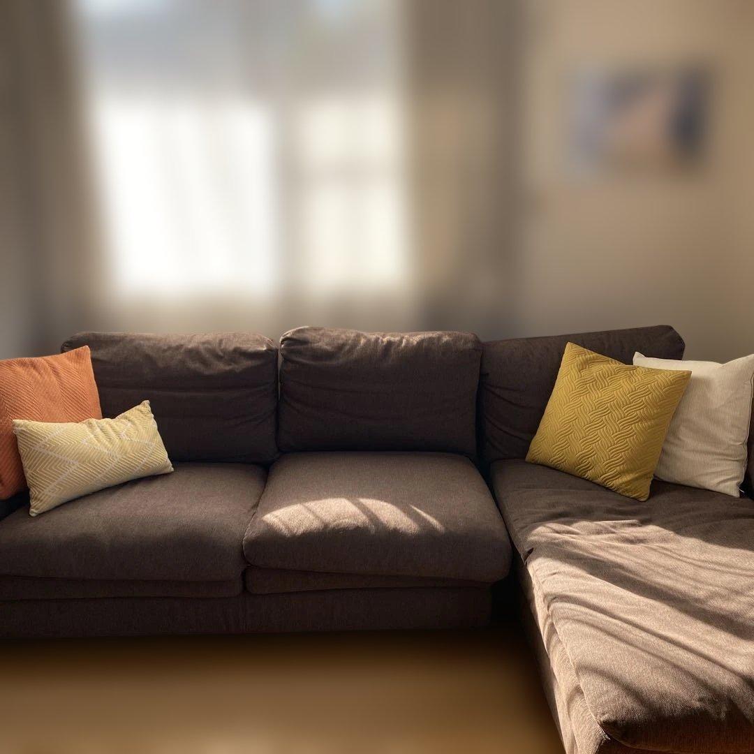 フクラ　HUKLA ダークブラウン L字型ソファ